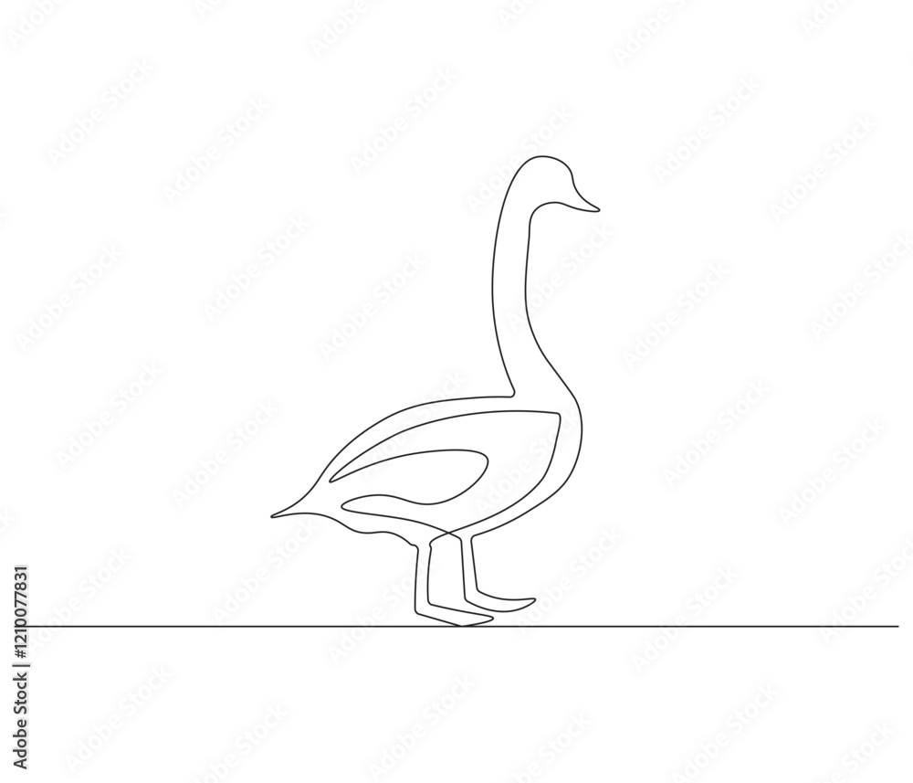 Obraz premium Continuous one line drawing of swan. Swan symbol of love and loyalty. Single line drawing illustration of swan. Concept vector art. Doodle line illustration.