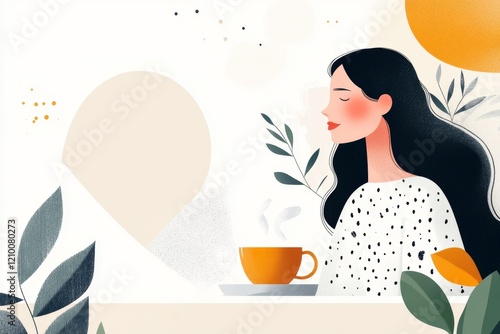 A flat geometric illustration of a person staring out a window, with soft pastel colors conveying a sense of listlessness