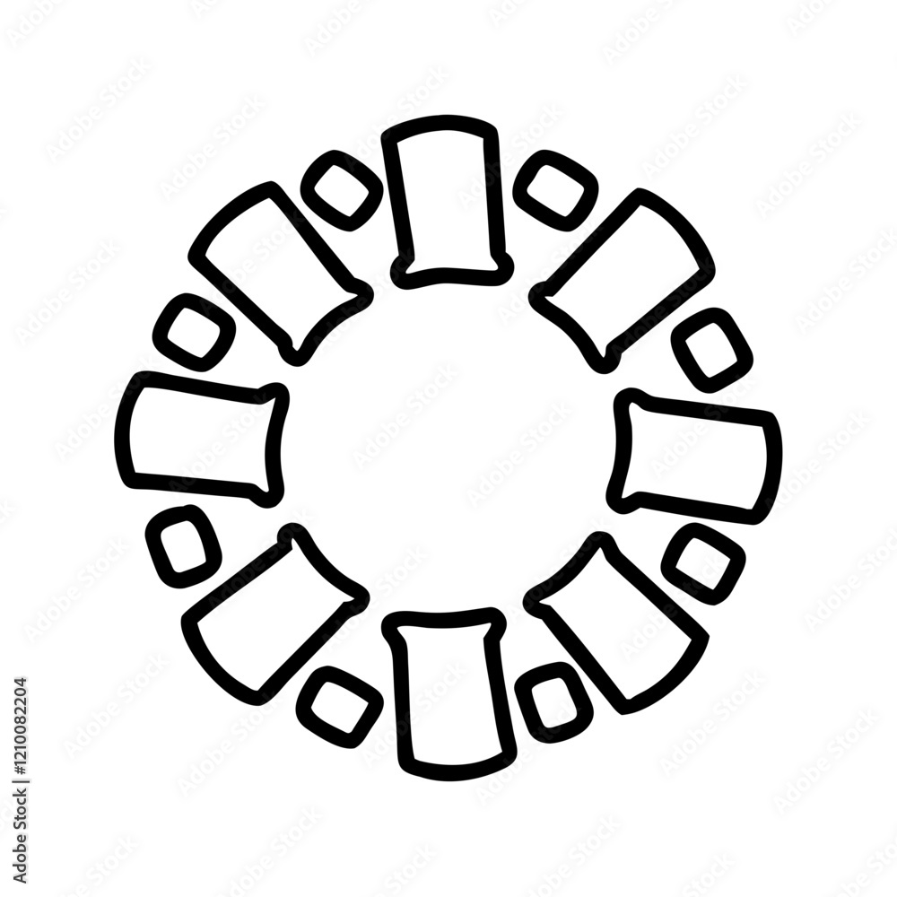 con of circular recycling design, representing sustainability and resource renewal