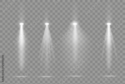 Stage spotlight, bright light source, concert lighting. Spotlight for concert lighting