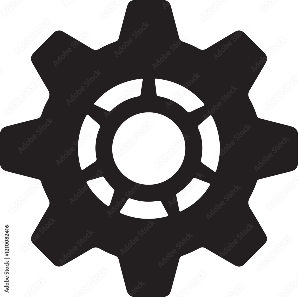 Single silhouette gear icon vector art Single silhouette gear icon vector art