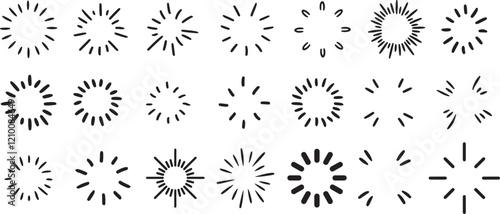 Collection of Various Black Radial Burst Icons