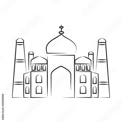 taj mahal temple sketch design