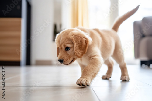 Puppy trying to catch its tail, looking hilariously determined photo