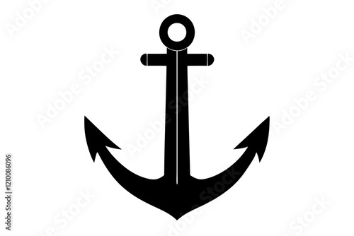 anchor vector silhouette, Ship anchor or boat anchor icon, anchor with rope silhouette vector illustration