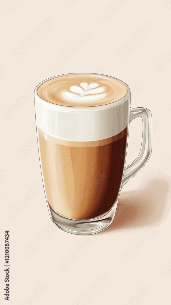 Freshly brewed coffee with latte art showcasing a minimalistic aesthetic in a cozy cafe setting Freshly brewed coffee with latte art showcasing a minimalistic aesthetic in a cozy cafe setting