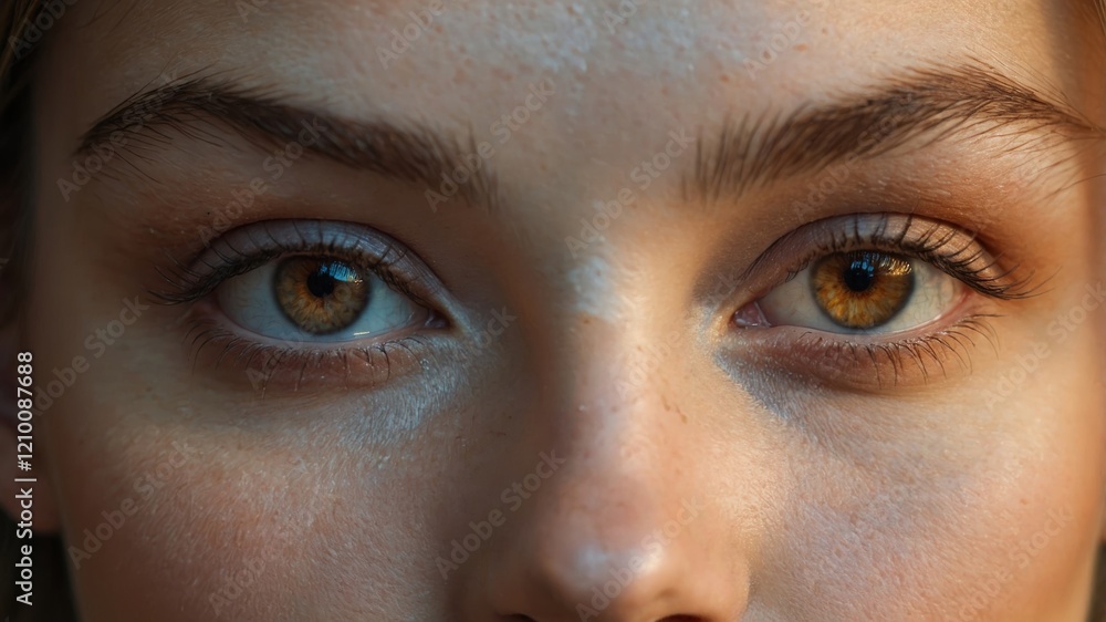 Close-up of captivating eyes highlighting intricate details and warm tones in natural lighting Close-up of captivating eyes highlighting intricate details and warm tones in natural lighting