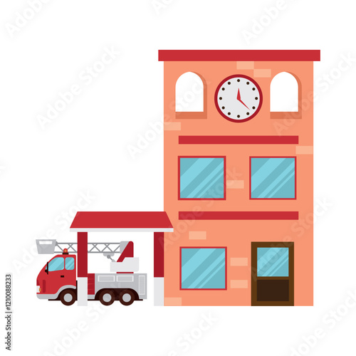 firefighter station with clock