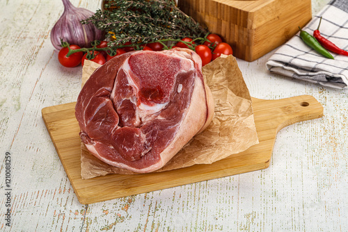 Photography Raw pork knuckle for cooking