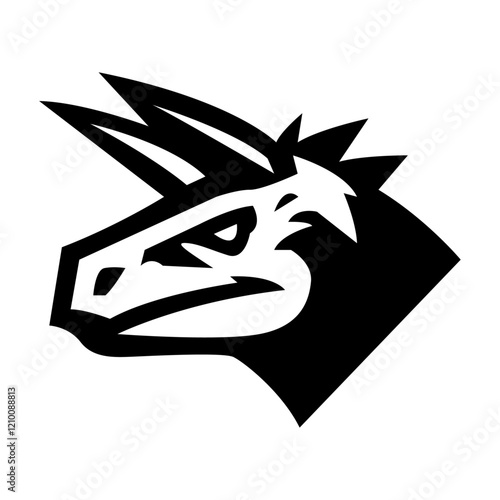 Black and White Dinosaur Vector Icon – Minimalist Design for Digital and Print Projects