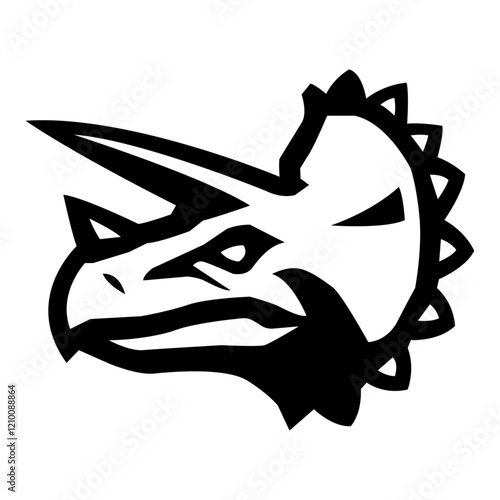 Black and White Dinosaur Vector Icon – Minimalist Design for Digital and Print Projects