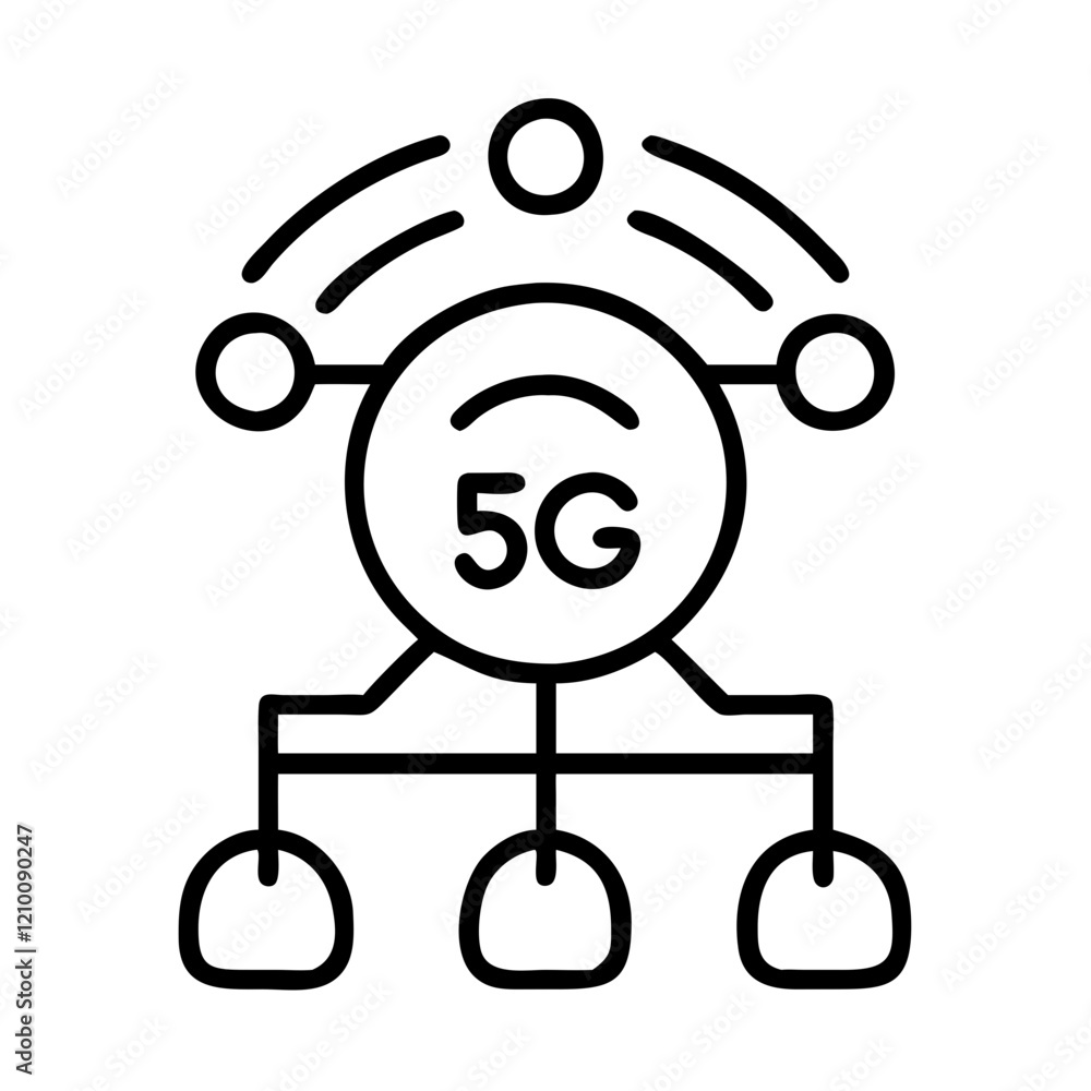 5g network icon, 5g network line art - simple line art of 5g network, perfect for 5g network logos and icons