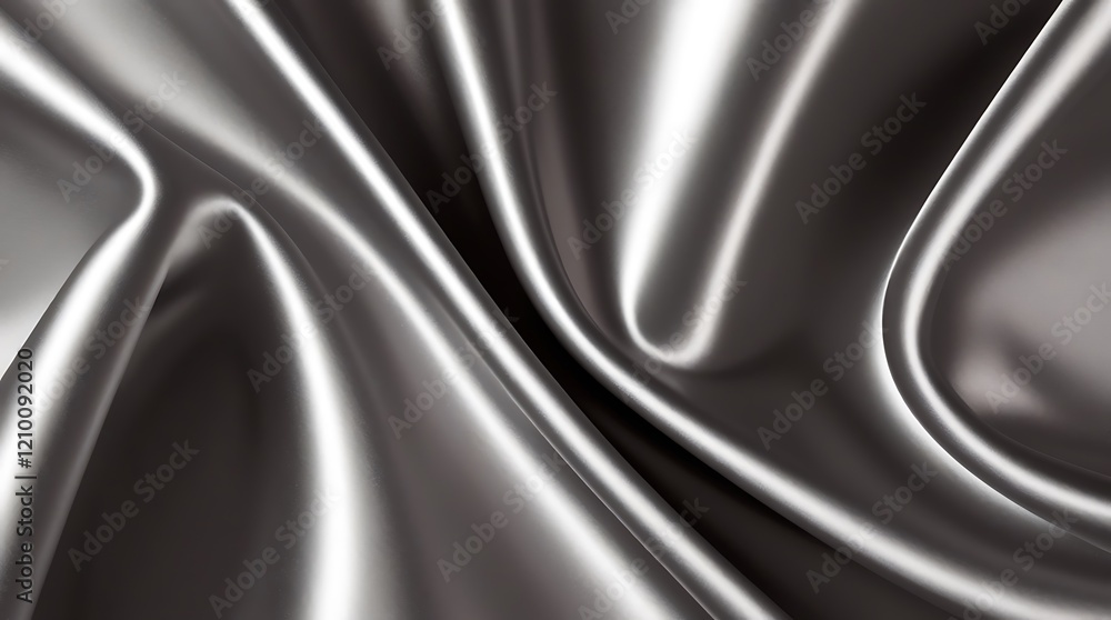 Fototapeta premium Abstract shiny gray silk cloth fabric flowing smoothly for luxury business concept