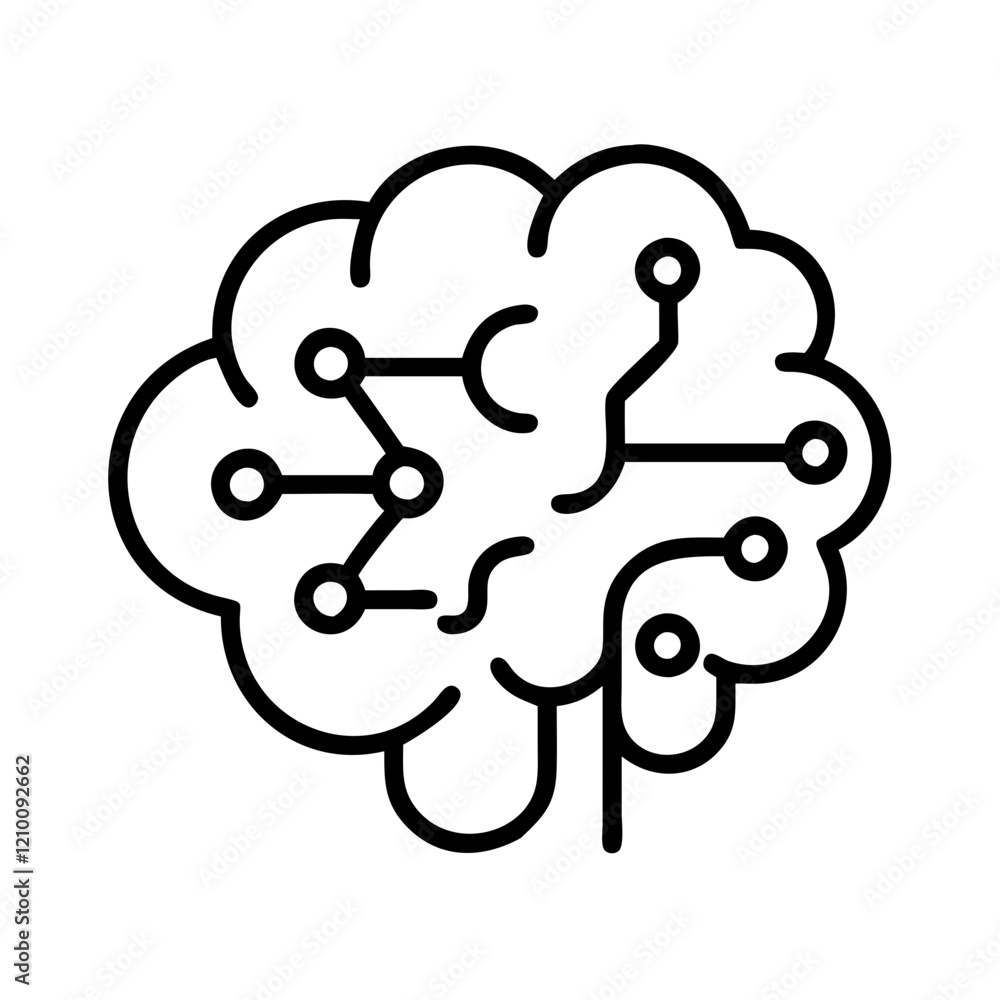 ai brain icon, ai brain line art - simple line art of ai brain, perfect for ai brain logos and icons ai brain icon, ai brain line art - simple line art of ai brain, perfect for ai brain logos and icons