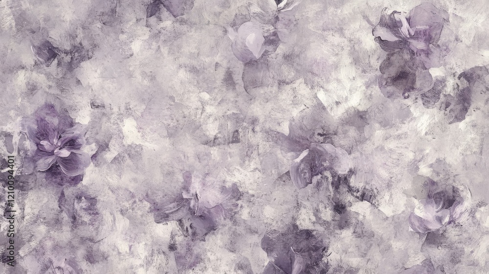 Obraz premium Muted gray and lavender abstract pencil strokes create harmony in torn splotches that evoke a tranquil atmosphere