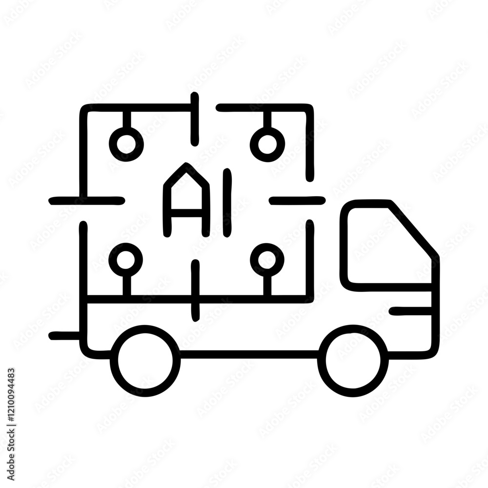 ai powered logistics icon, ai powered logistics line art - simple line art of ai powered logistics, perfect for ai powered logistics logos and icons ai powered logistics icon, ai powered logistics line art - simple line art of ai powered logistics, perfect for ai powered logistics logos and icons
