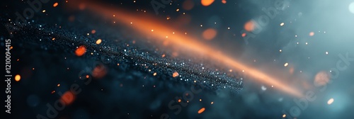 a dark background with orange and blue lights