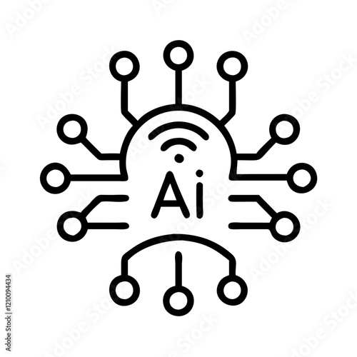 ai powered iot icon, ai powered iot line art - simple line art of ai powered iot, perfect for ai powered iot logos and icons