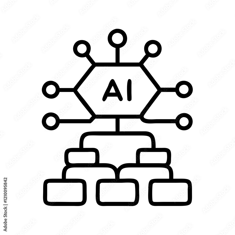 Fototapeta premium ai software stack icon, ai software stack line art - simple line art of ai software stack, perfect for ai software stack logos and icons