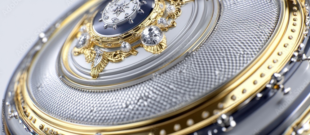 Obraz premium Luxury watch detail, gold, silver, close-up, studio