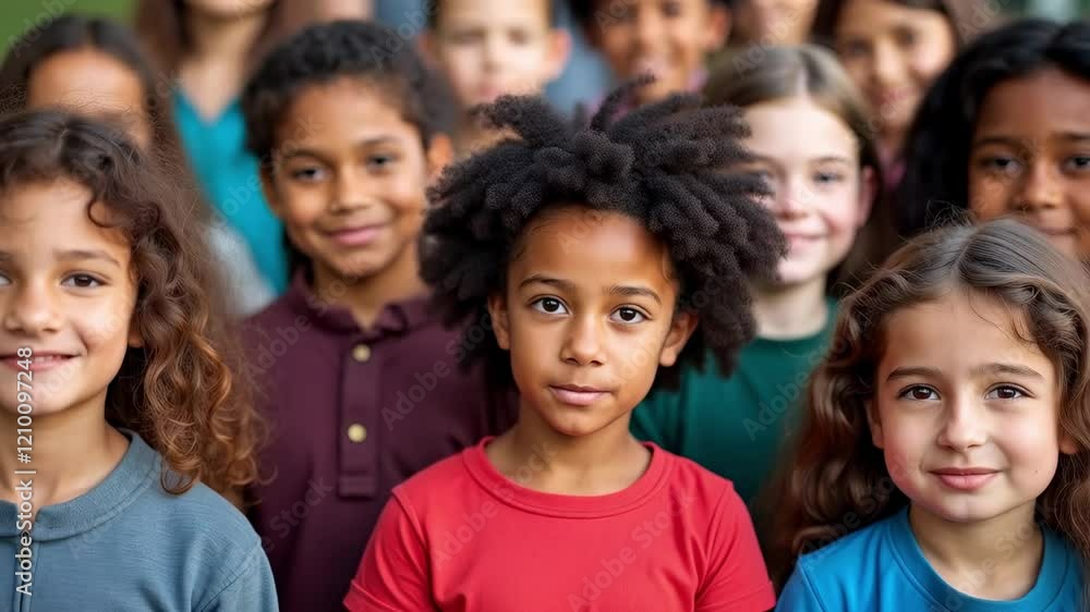 Diverse Group of Happy Children Smiling Together in Outdoor Setting, Showcasing Friendship, Joy, and Community Engagement Diverse Group of Happy Children Smiling Together in Outdoor Setting, Showcasing Friendship, Joy, and Community Engagement