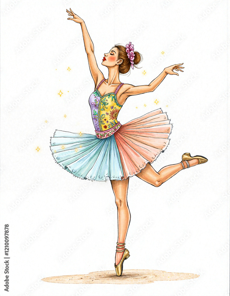 Ballet dancer posing gracefully in colorful tutu Ballet dancer posing gracefully in colorful tutu
