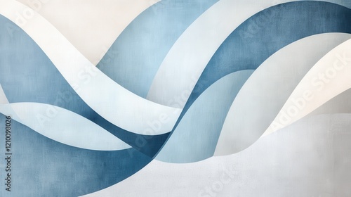 Wallpaper Mural Curved pastel blue and gray shapes create a calming abstract design with an asymmetric arrangement Torontodigital.ca