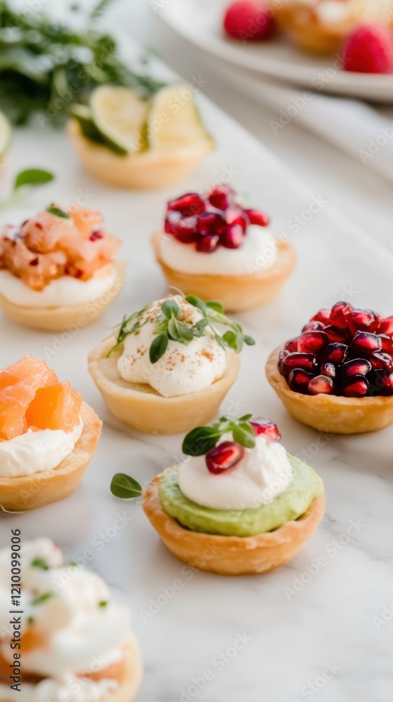 Mini tartlets featuring vibrant flavors and sleek geometric design Mini tartlets featuring vibrant flavors and sleek geometric design