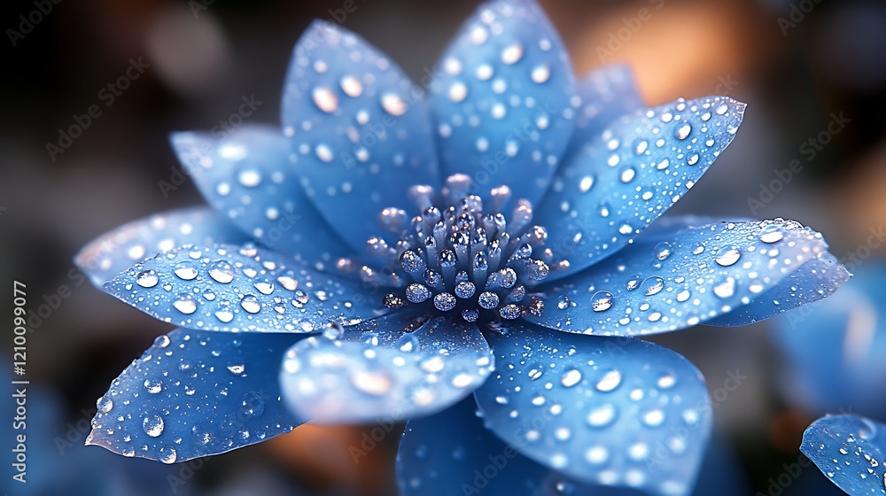 Blue Flower Dew Drops: A close-up shot of a delicate blue flower adorned with glistening dew drops, evoking a sense of freshness, beauty, and serenity. Blue Flower Dew Drops: A close-up shot of a delicate blue flower adorned with glistening dew drops, evoking a sense of freshness, beauty, and serenity.