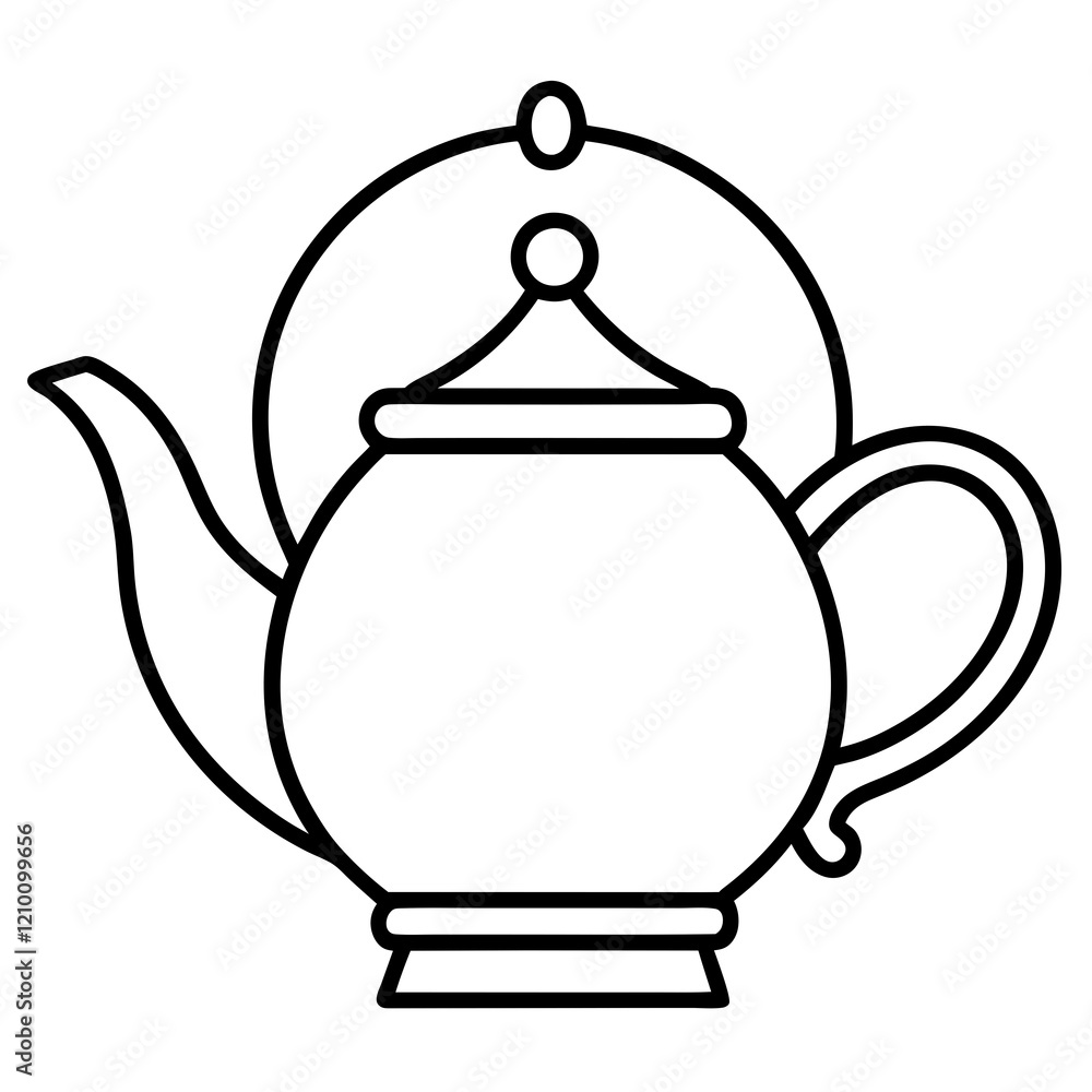 .Chines Day Teapot line art illustration for Chines festival .Chines Day Teapot line art illustration for Chines festival