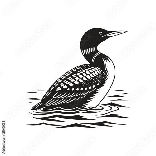 loon bird silhouette vector style art illustration isolated 