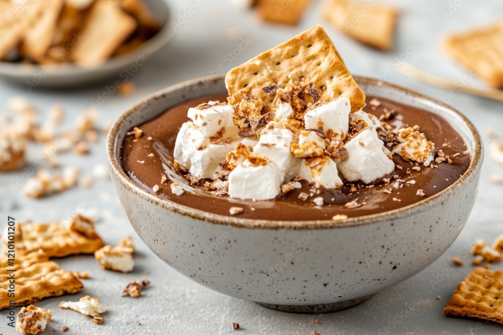A rustic flat-lay of zwieback being dipped into a bowl of warm cocoa, with crumbs scattered on the table A rustic flat-lay of zwieback being dipped into a bowl of warm cocoa, with crumbs scattered on the table