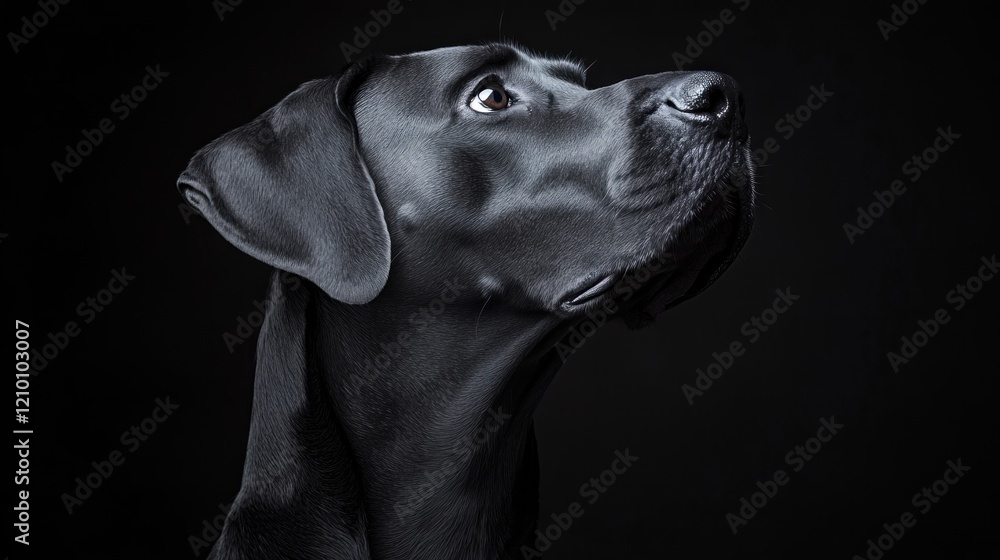 Black dog portrait, studio shot, dark background, pet photography Black dog portrait, studio shot, dark background, pet photography
