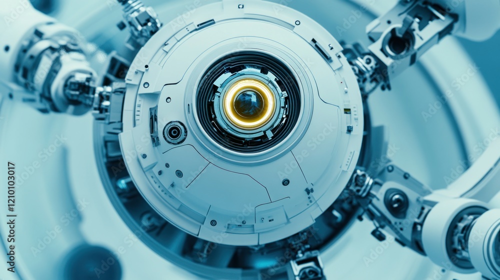 Fototapeta premium Futuristic robotic eye scanning in lab