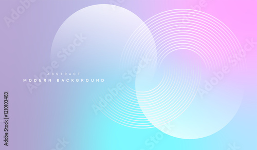 An abstract blue circle lines on light pink and blue background. Geometric stripe line art design for poster, brochure, cover, website, header, web banner, Soft gradient blue.