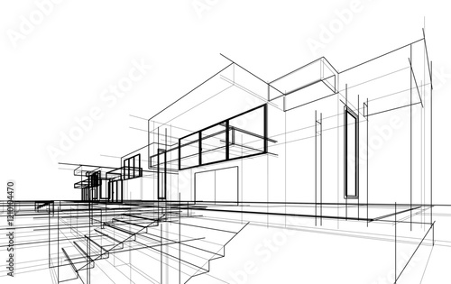 architectural sketch of a house