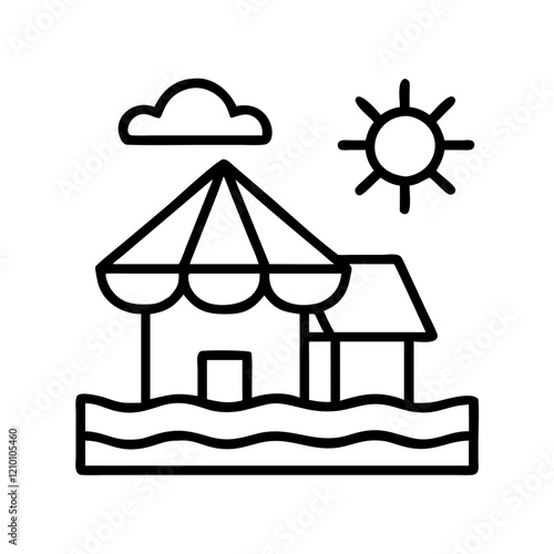 beachfront icon, beachfront line art - simple line art of beachfront, perfect for beachfront logos and icons
