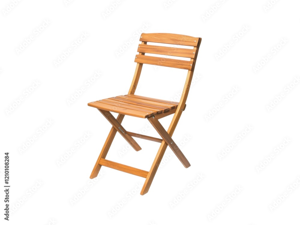 Sustainable and Wooden product. Folding wooden chair with slatted seat and backrest, perfect for outdoor settings. Sustainable and Wooden product. Folding wooden chair with slatted seat and backrest, perfect for outdoor settings.