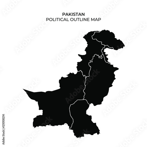This visual representation displays the political outline of Pakistan, highlighting the provincial boundaries and geographic layout of the country, emphasizing its distinct regions.