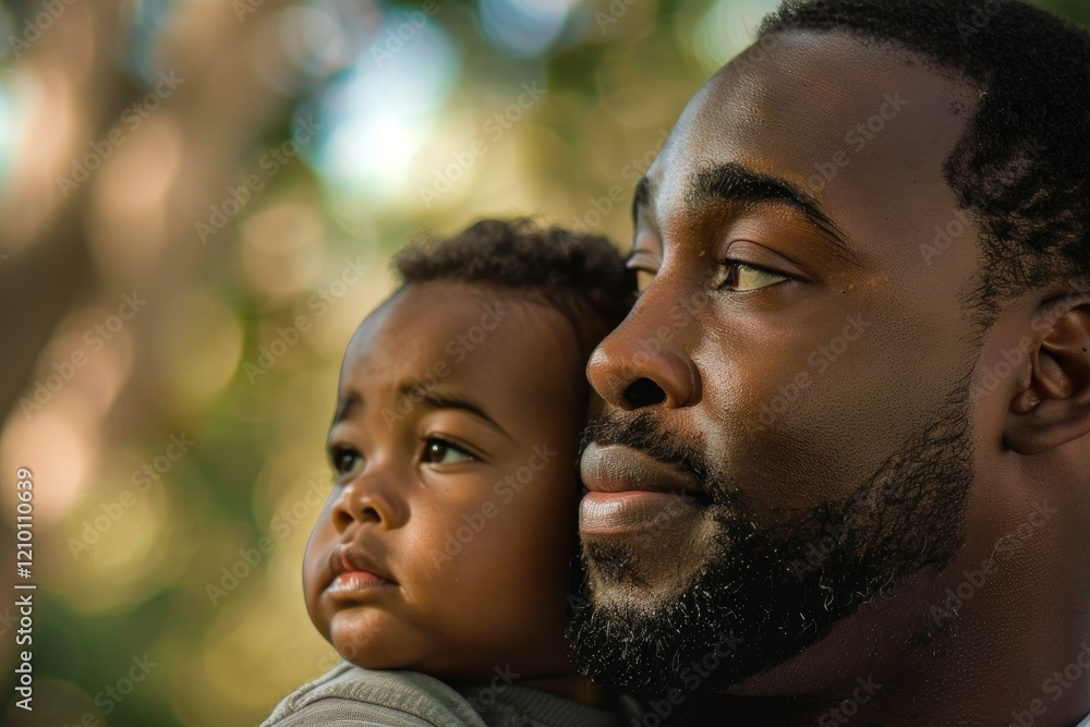 Father and son are enjoying a peaceful moment together in nature Father and son are enjoying a peaceful moment together in nature