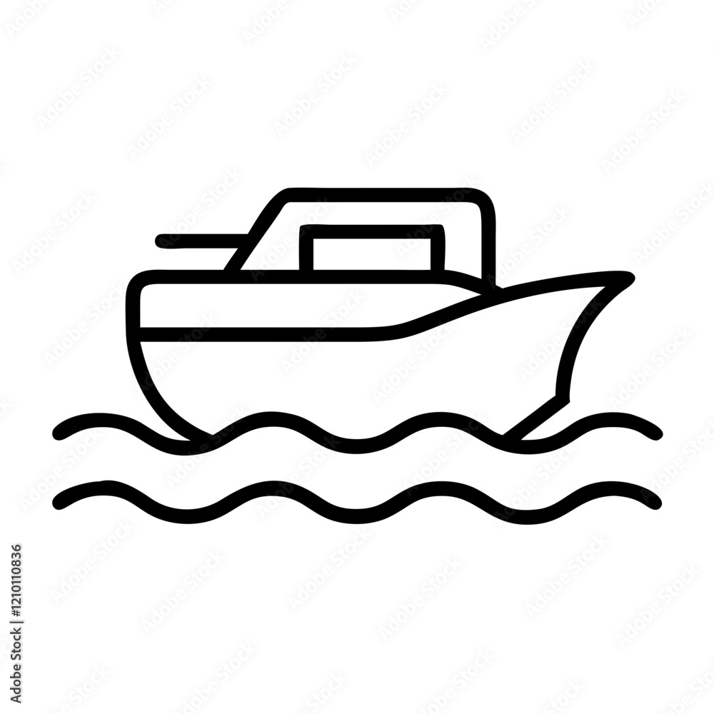 boat on river icon, boat on river line art - simple line art of boat on river, perfect for boat on river logos and icons boat on river icon, boat on river line art - simple line art of boat on river, perfect for boat on river logos and icons