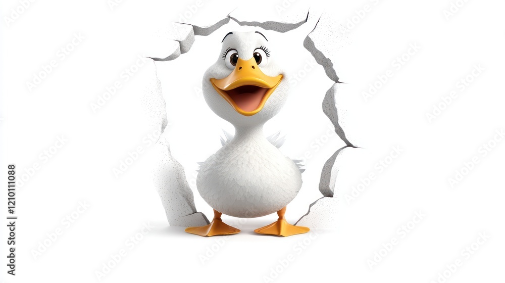 Fototapeta premium Playful Cartoon Duck
