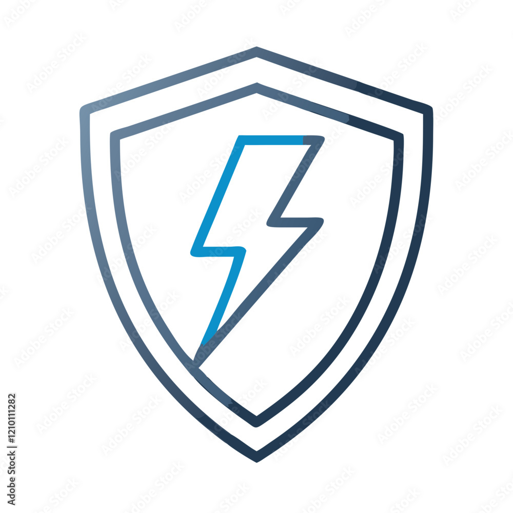 Shield with lightning bolt symbolizing protection Shield with lightning bolt symbolizing protection