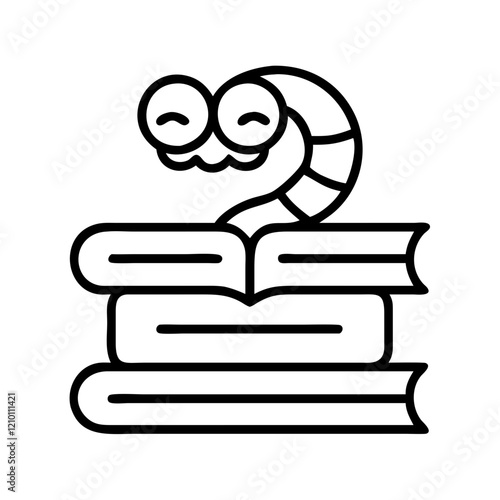 bookworm icon, bookworm line art - simple line art of bookworm, perfect for bookworm logos and icons