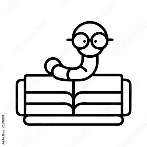 bookworm icon, bookworm line art - simple line art of bookworm, perfect for bookworm logos and icons