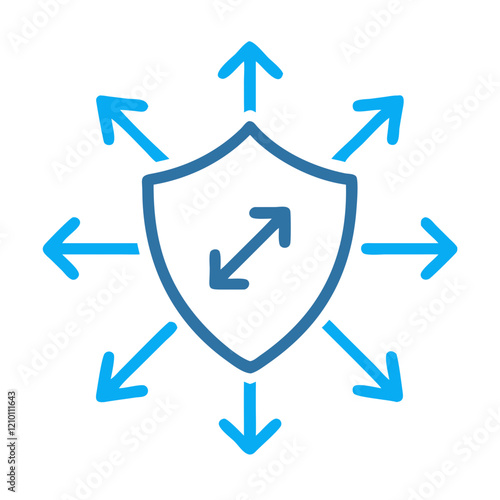 Shield icon with arrows pointing in all directions