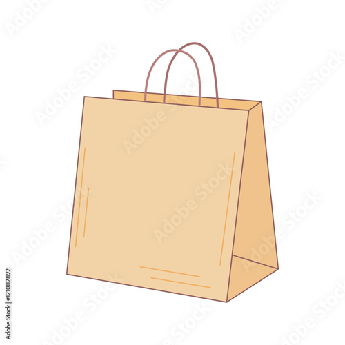 Eco packaging in flat design. Paper shopping bag, disposable packet. Vector illustration isolated.