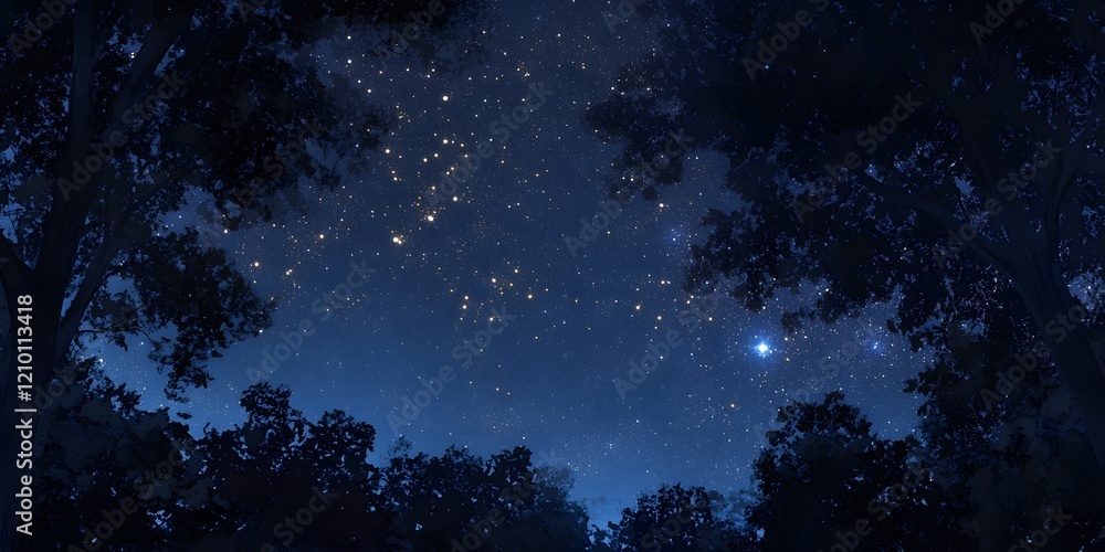 Under a clear night sky, countless stars twinkle above a dense forest, creating a magical ambiance filled with tranquil beauty and natural wonder. Under a clear night sky, countless stars twinkle above a dense forest, creating a magical ambiance filled with tranquil beauty and natural wonder.