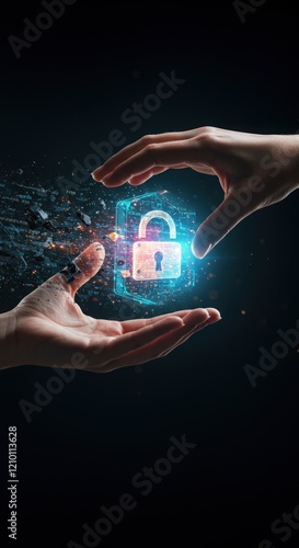 Cyber security Data lock Protection Information privacy defence internet business technology concept