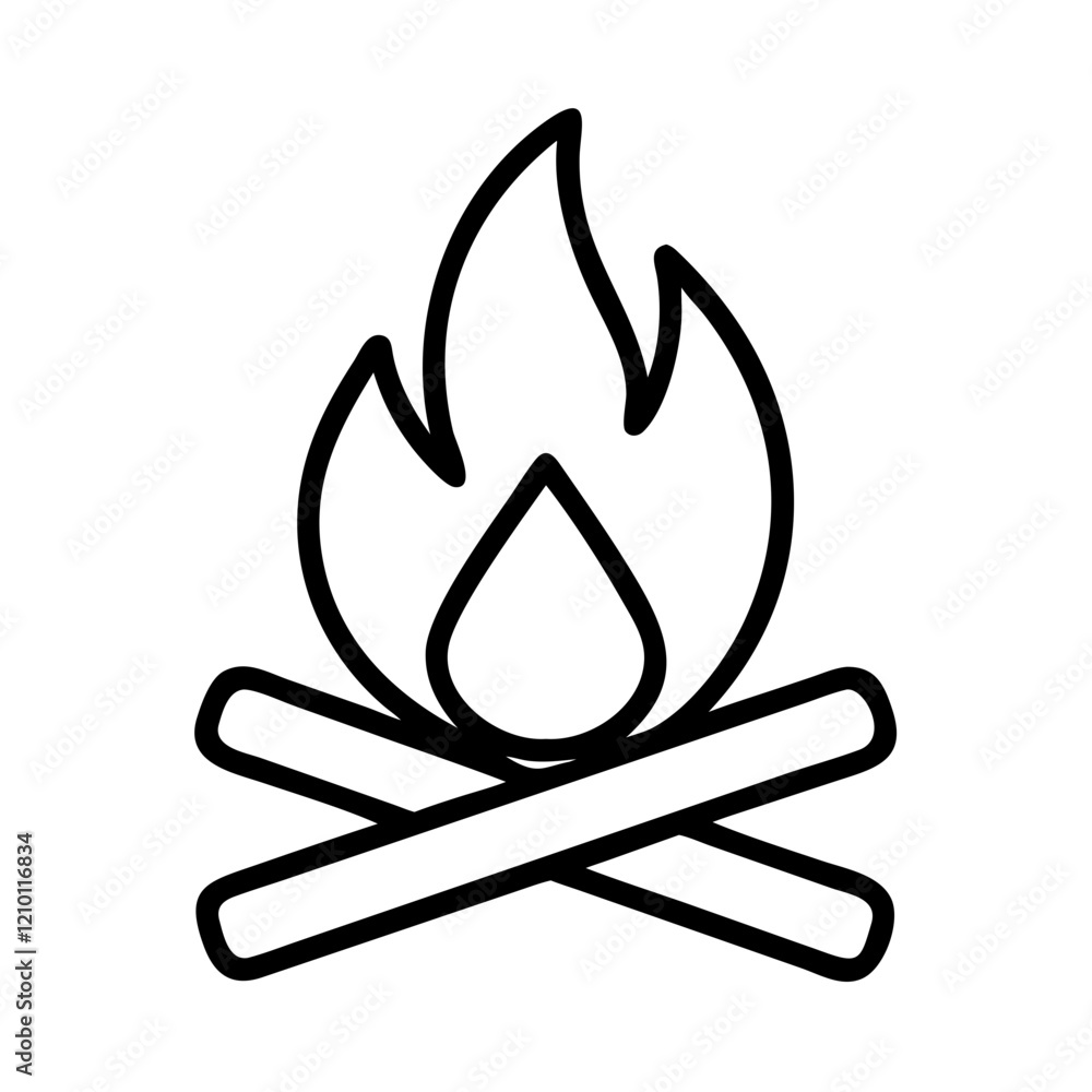 campfire icon, campfire line art - simple line art of campfire, perfect for campfire logos and icons campfire icon, campfire line art - simple line art of campfire, perfect for campfire logos and icons